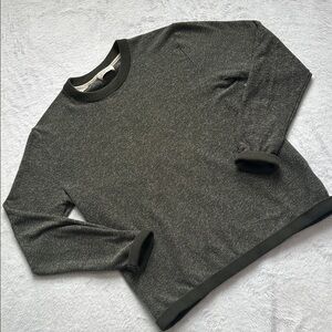 Selected Homme Mens Organic Cotton Olive Green Knit Sweater M Rolled Hem Preppy